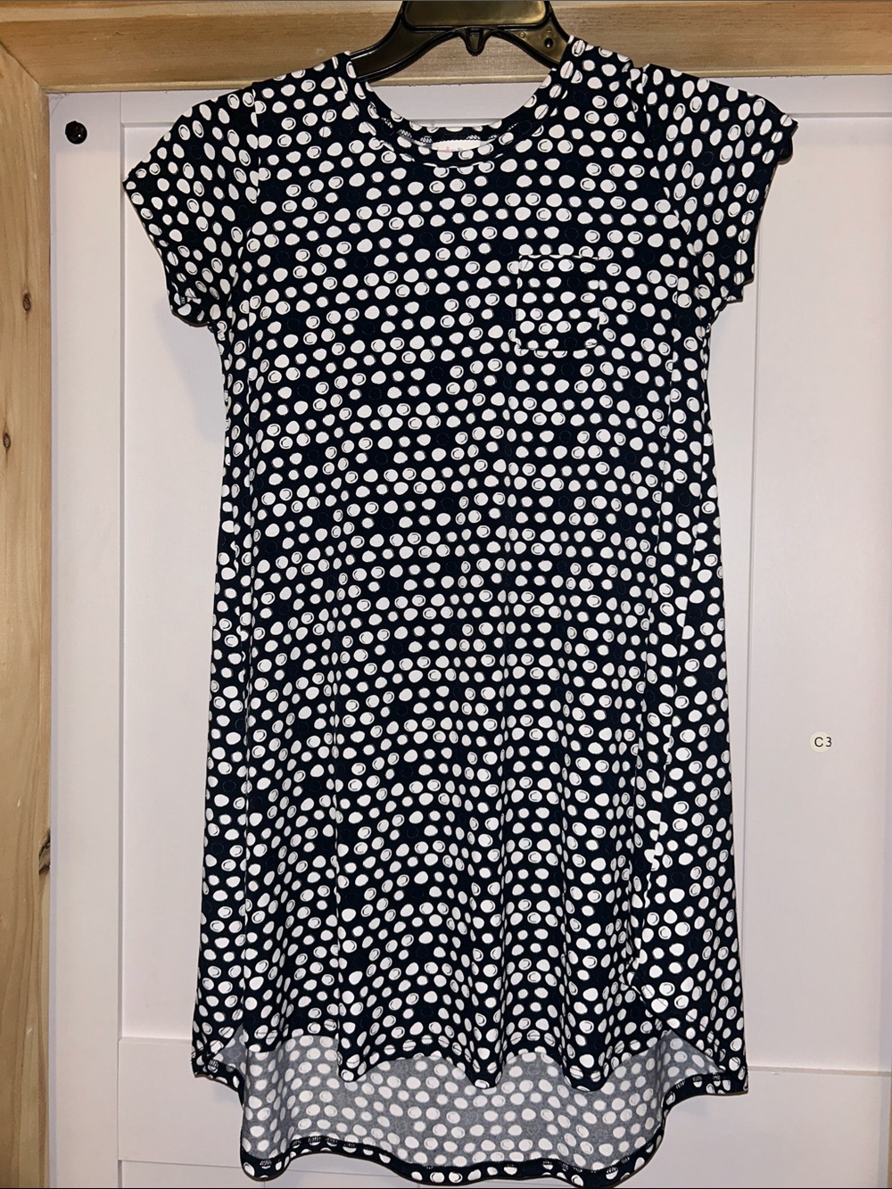 LuLaRoe Navy and White Polka Dot Casual Dress
